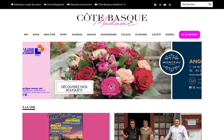 Screenshot of cotebasquemadame.fr
