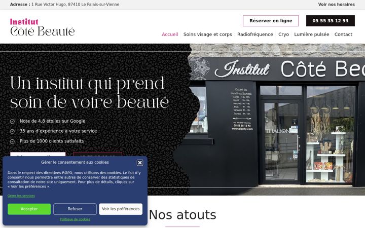 Screenshot of cotebeaute87.fr