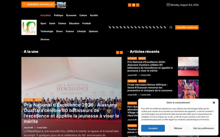 Screenshot of cotedivoireinfos.net