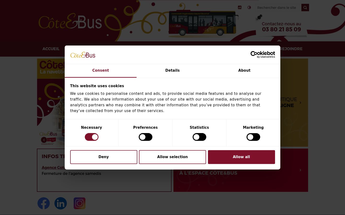 Screenshot del banner di consenso mostrato prima di qualsiasi interazione