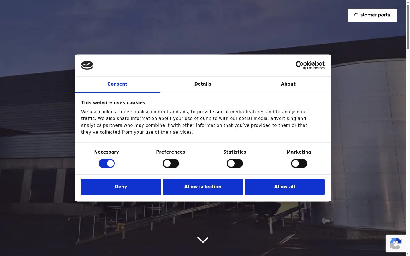Screenshot of the consent banner shown before any interaction