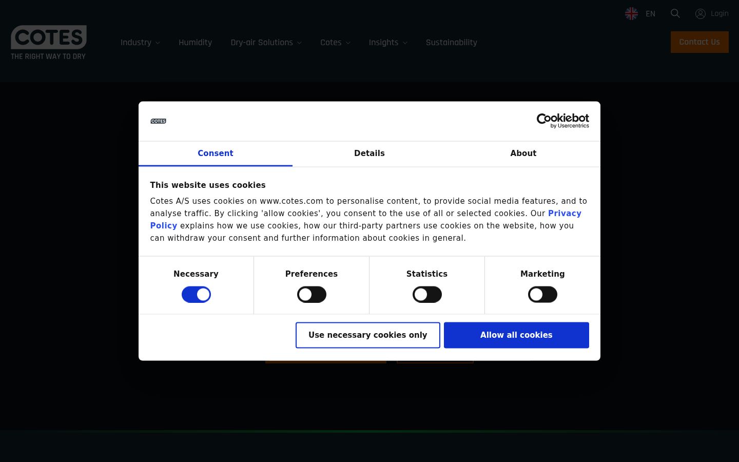 Screenshot of the consent banner shown before any interaction