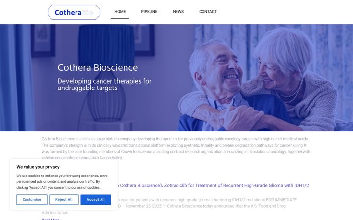 Screenshot of cotherabio.com
