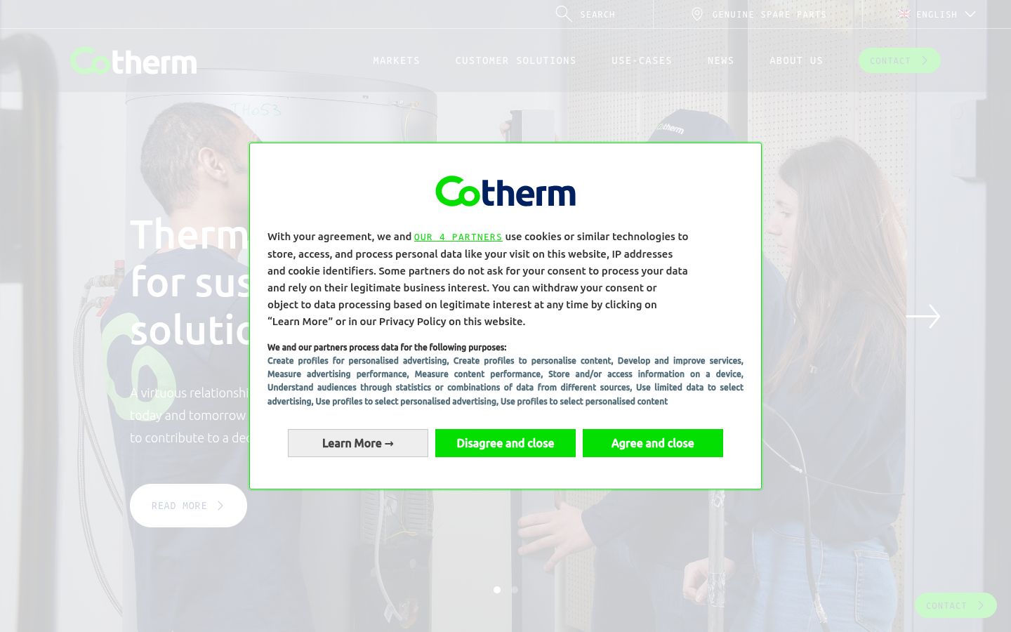 Screenshot of the consent banner shown before any interaction