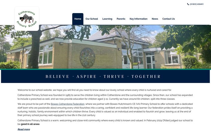 Screenshot of cotherstoneschool.org.uk