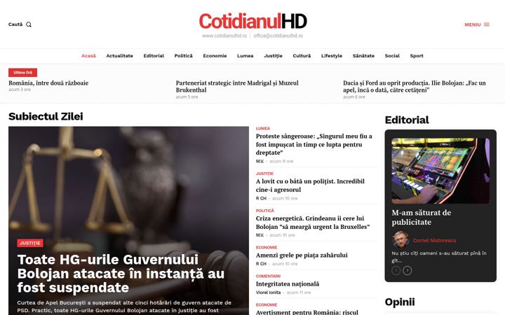 Screenshot of cotidianulhd.ro