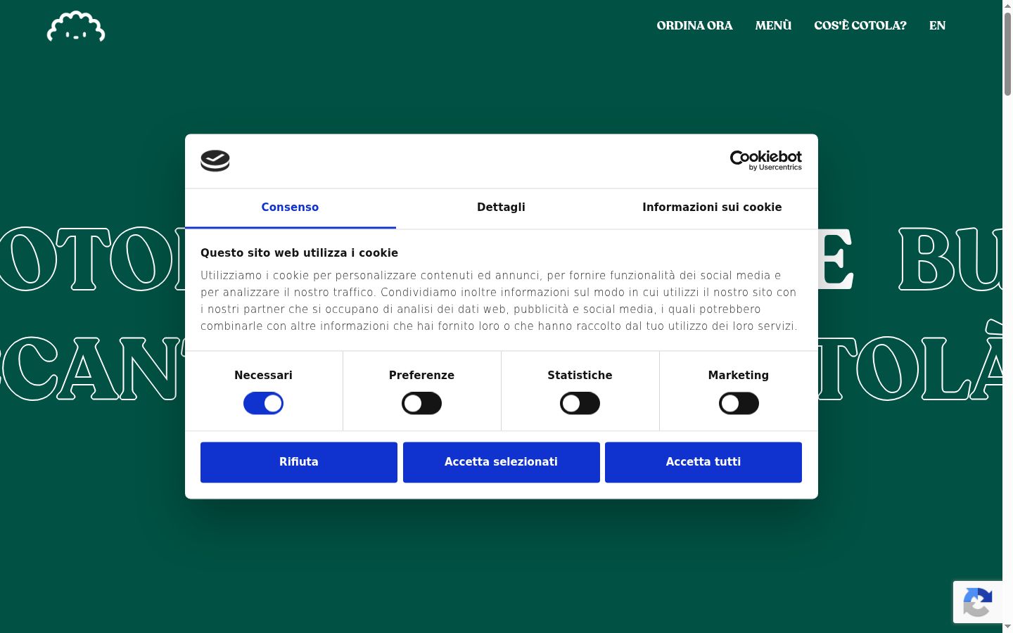 Captura de pantalla del banner de consentimiento mostrado antes de cualquier interacción
