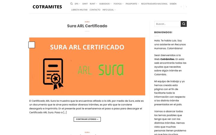 Screenshot of cotramites.com