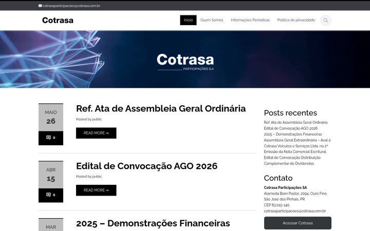 Screenshot of cotrasaparticipacoes.com.br