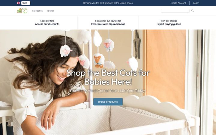 Screenshot of cots4tots.co.uk