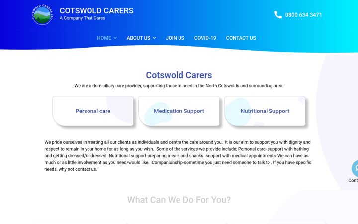 Skjermbilde av cotswoldcarers.co.uk