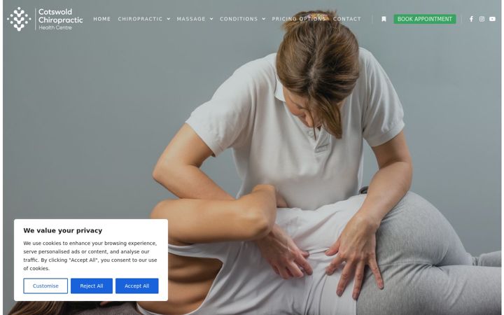 Ekrānuzņēmums no cotswoldchiropractors.co.uk