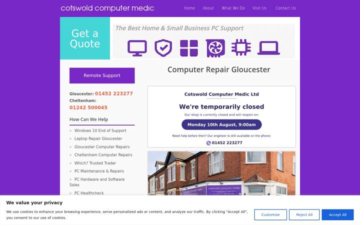 Skjermbilde av cotswoldcomputermedic.co.uk