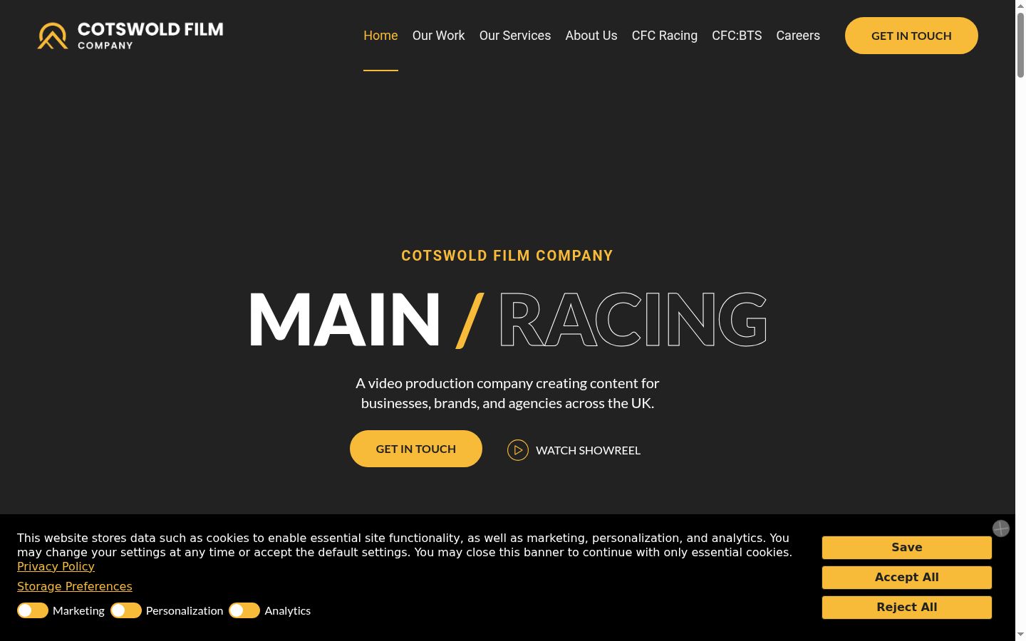 Screenshot of the consent banner shown before any interaction
