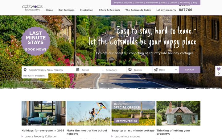 Screenshot von cotswoldshideaways.co.uk