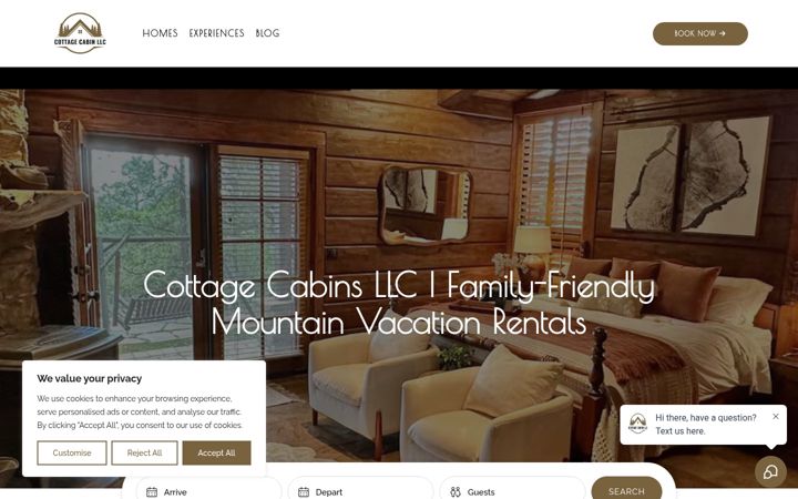 Screenshot of cottagecabinllc.com