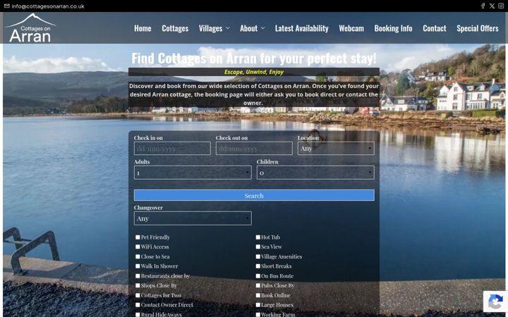 Screenshot von cottagesonarran.co.uk