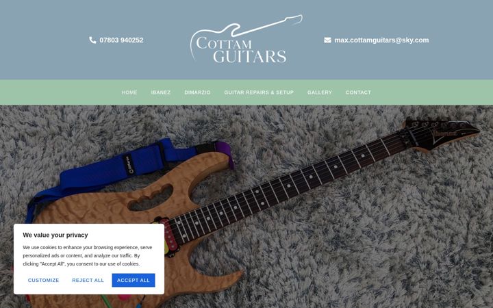 Screenshot von cottamguitars.co.uk