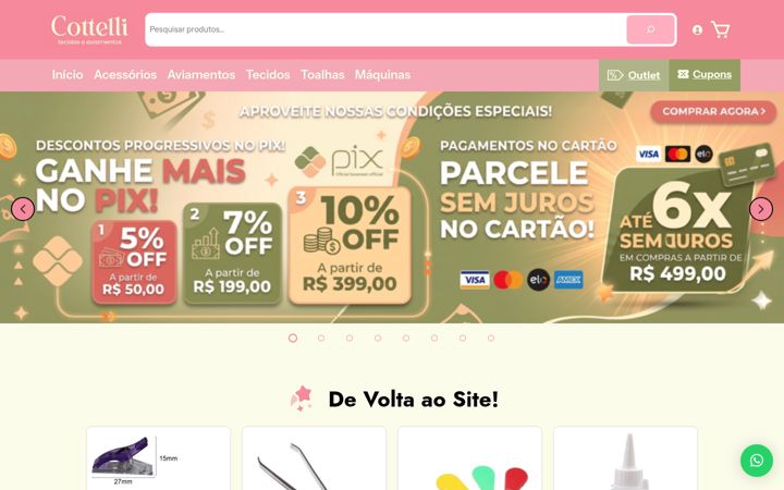 Zrzut ekranu cottellistoretecidos.com.br
