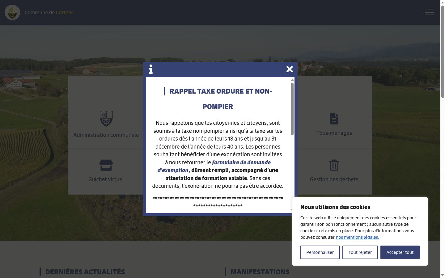 Screenshot του banner συγκατάθεσης που εμφανίστηκε πριν από οποιαδήποτε αλληλεπίδραση