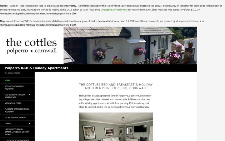 Screenshot of cottles-polperro.co.uk