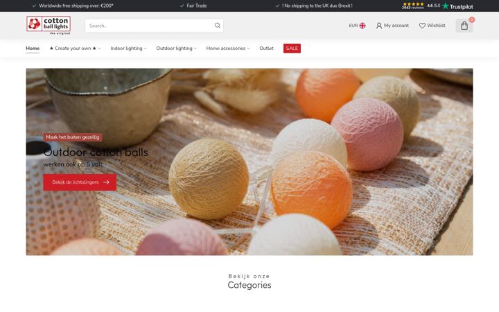 Screenshot of cottonballlights.com