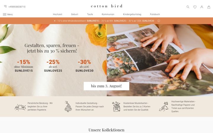 Screenshot of cottonbird.de