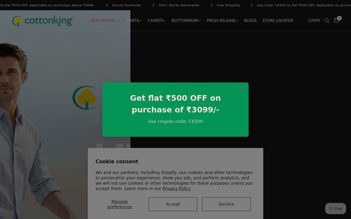 Screenshot of cottonking.com