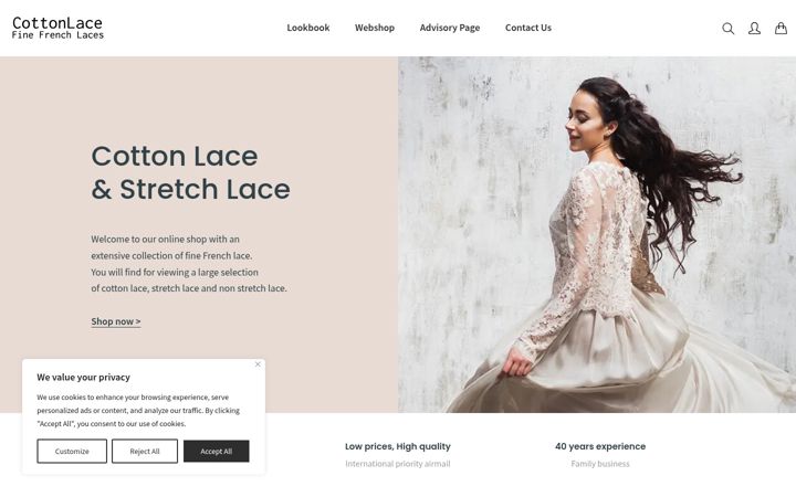 Screenshot of cottonlace.com