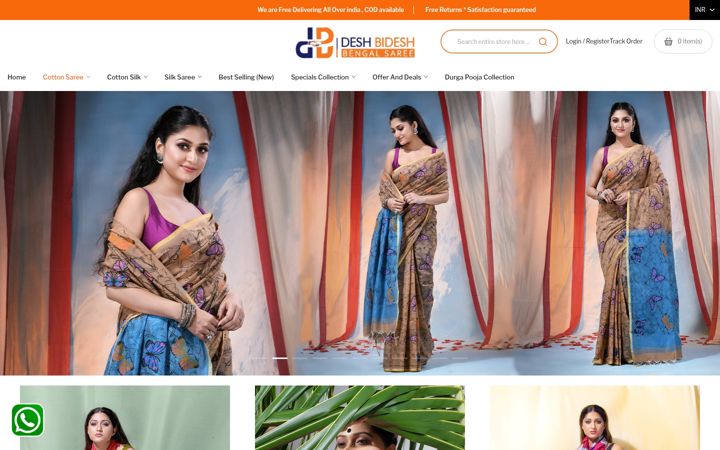 Ekrānuzņēmums no cottonsaree.in