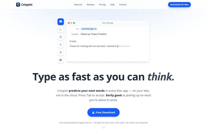 Screenshot of cotypist.app