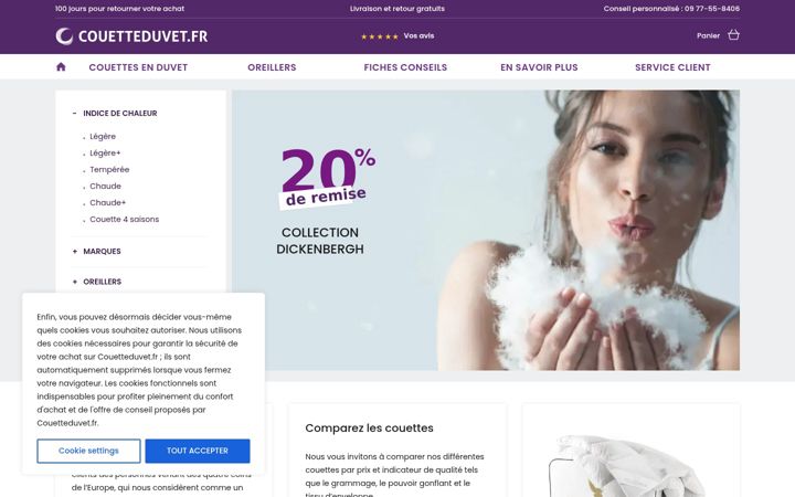 Screenshot of couetteduvet.fr