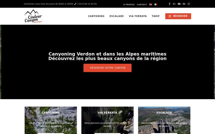 Ekrano kopija couleurcanyon.fr