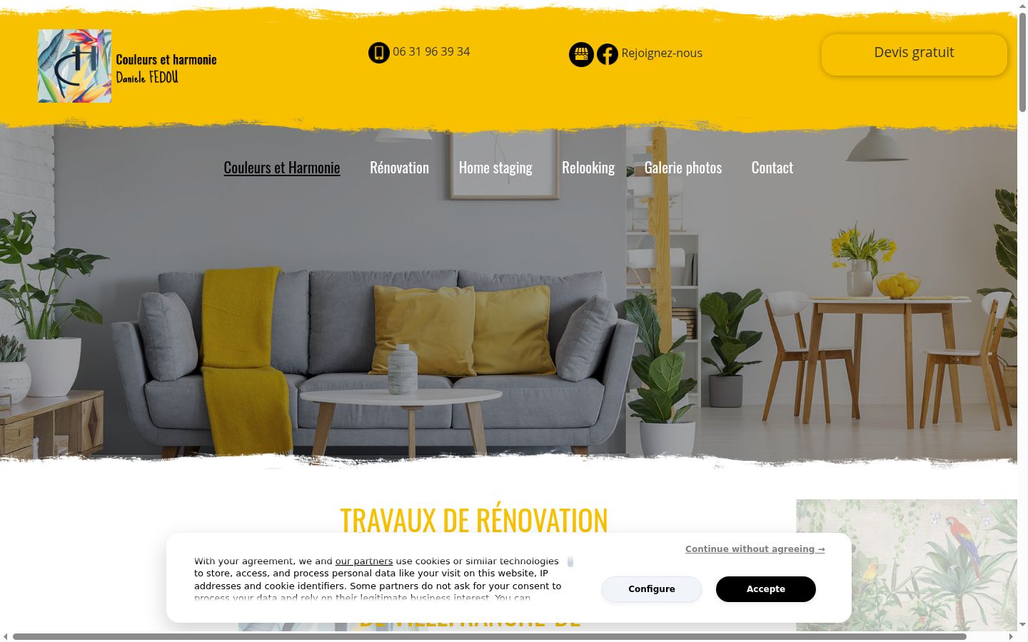 Capture d'écran de la bannière de consentement affichée avant toute interaction