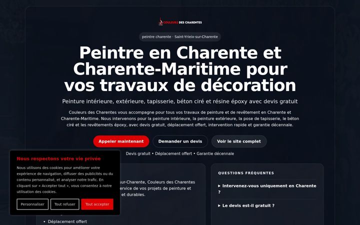 Ekrano kopija couleursdescharentes.fr