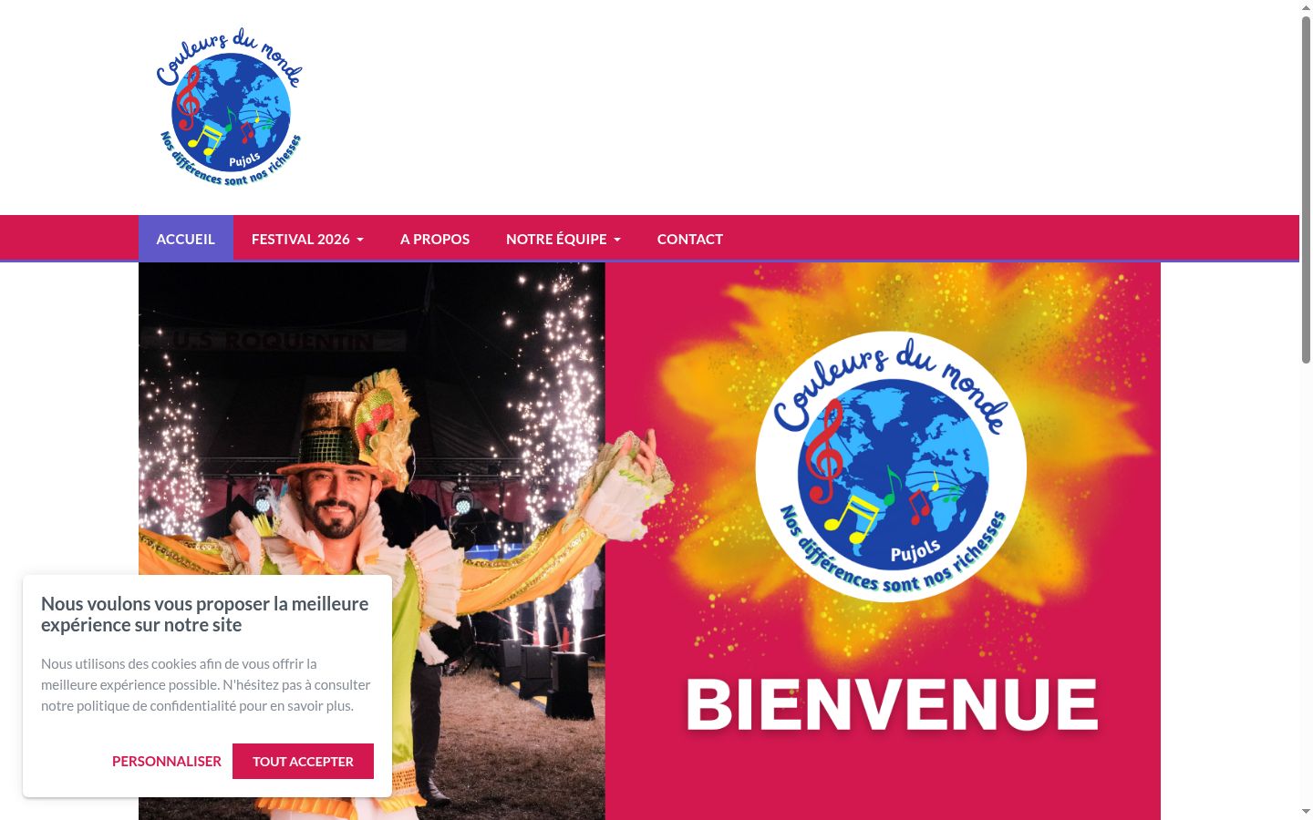 Capture d'écran de la bannière de consentement affichée avant toute interaction