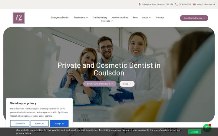 Screenshot von coulsdondentalclinic.co.uk