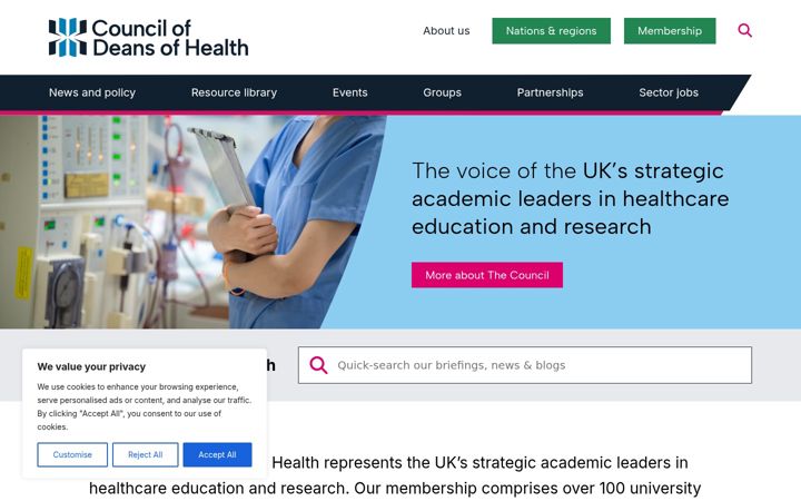 Screenshot von councilofdeans.org.uk
