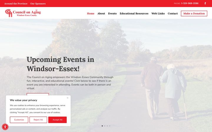 Screenshot of councilonaging.ca