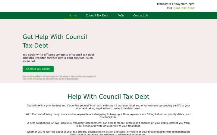 Screenshot von counciltaxdebthelp.uk