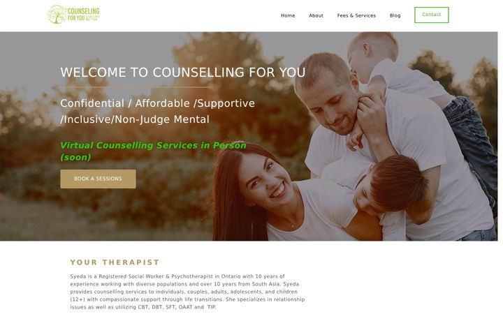 Screenshot of counselingforyou.ca