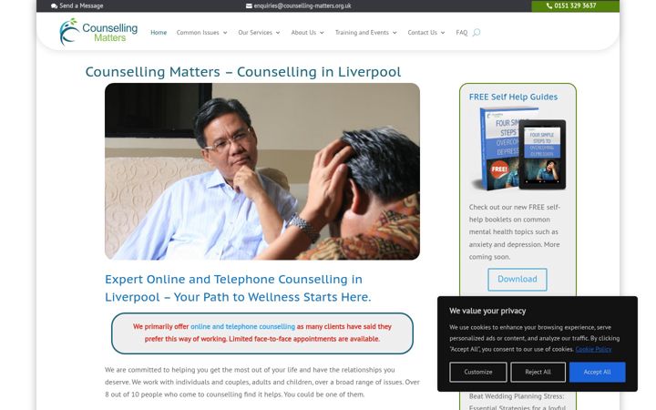 Screenshot von counselling-matters.org.uk