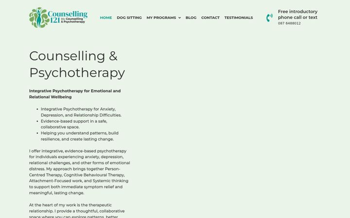 Screenshot of counselling121.ie