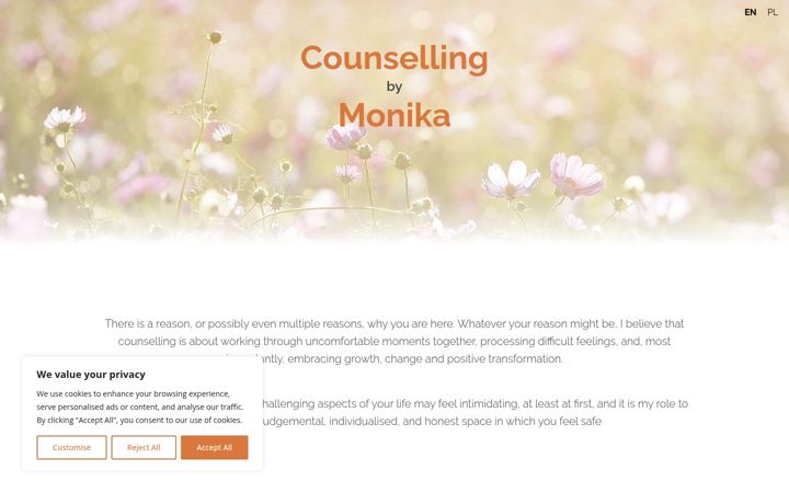 Screenshot of counsellingbymonika.com