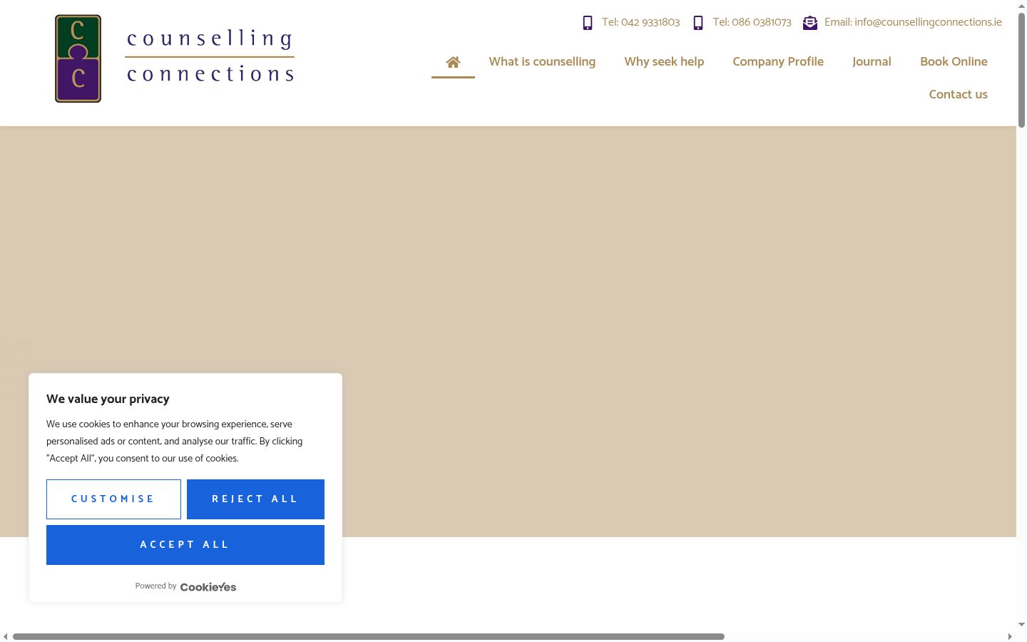 Screenshot del banner di consenso mostrato prima di qualsiasi interazione