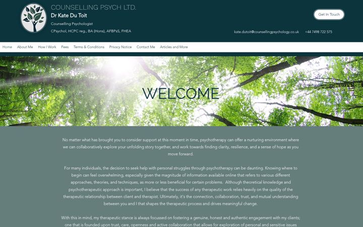 Screenshot von counsellingpsychology.co.uk