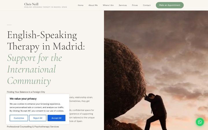 Screenshot of counsellingtherapymadrid.com