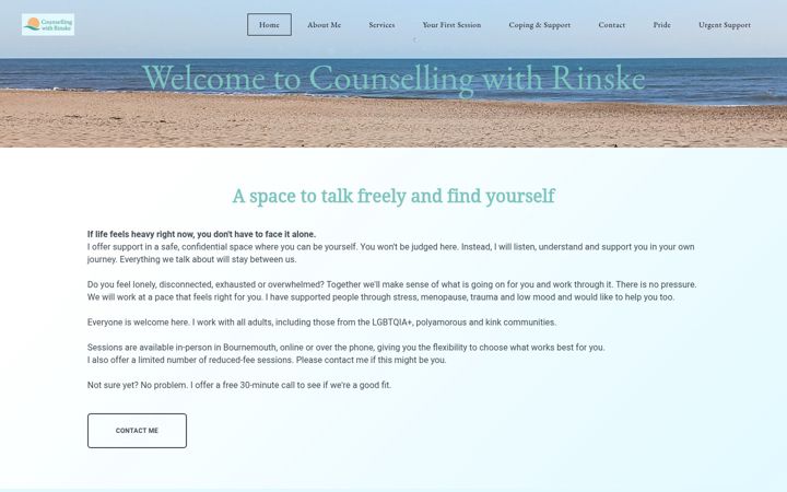 Captură de ecran a counsellingwithrinske.co.uk