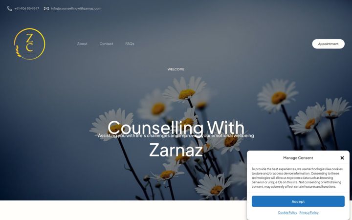 Screenshot of counsellingwithzarnaz.com