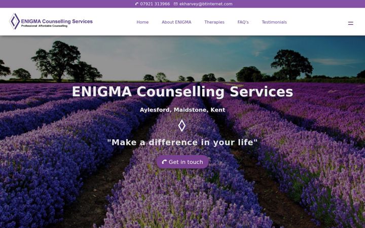 Captură de ecran a counsellorkent.co.uk
